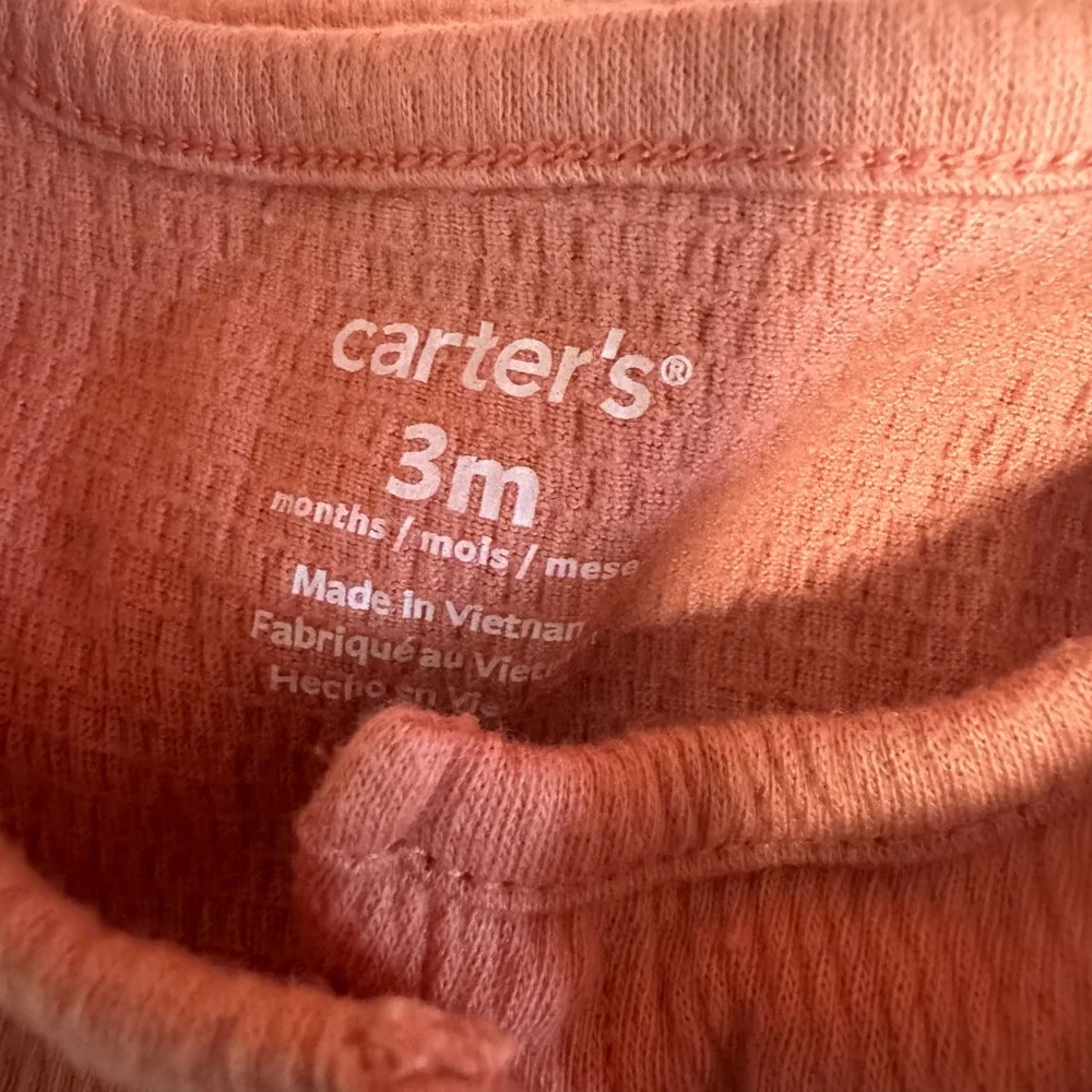 Lot of 4 Baby Girl Carter's Coral Ruffle Romper Jacket Top 3 Months Bundle